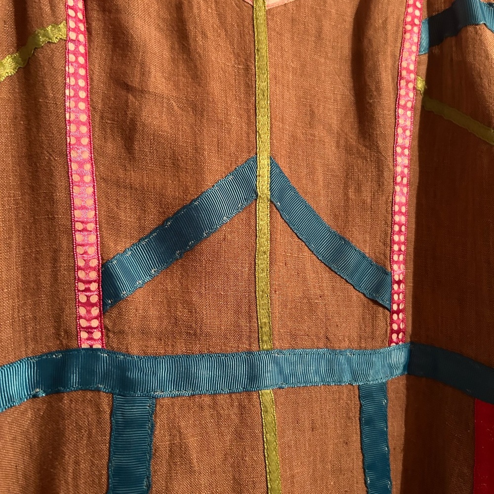 Vintage Handmade Linen Ribbon Prairie Dress - Picture 3 of 7